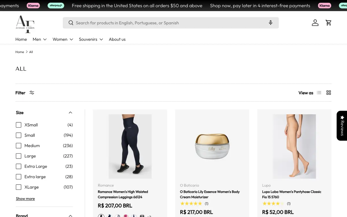 Página de coleção da Attitude Fashion