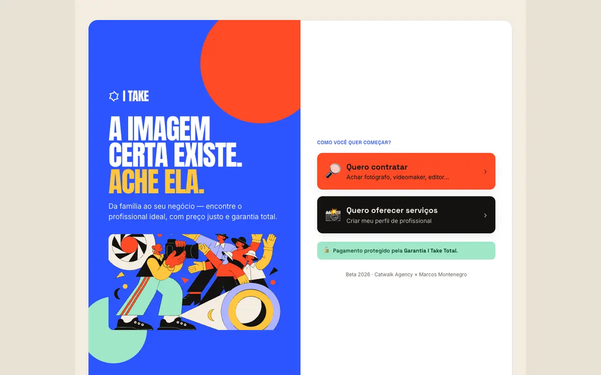 Tela de entrada do app I Take